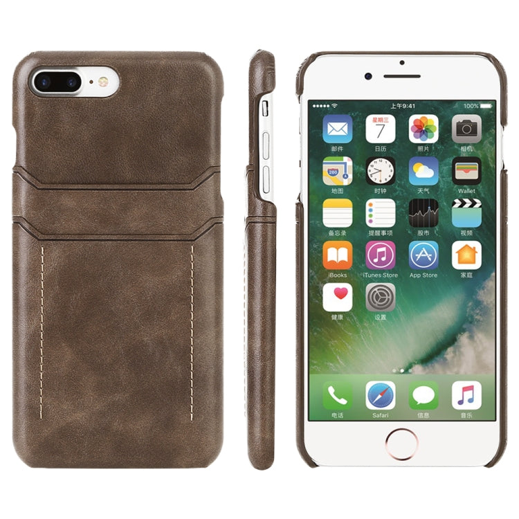 For iPhone 7 / 8 Calf Texture PU + PC Protective Case with Card Slots