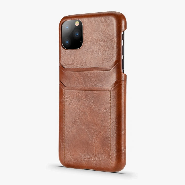 For iPhone 11 Pro Calf Texture PU + PC Protective Case with Card Slots(Brown)