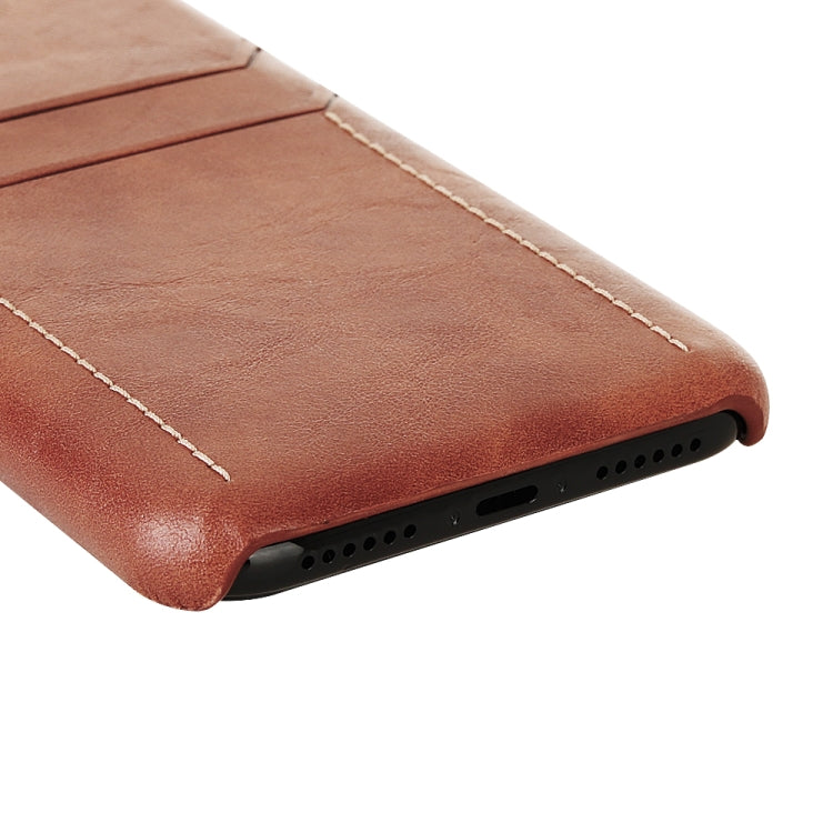 For iPhone X / XS Calf Texture PU + PC Protective Case with Card Slots