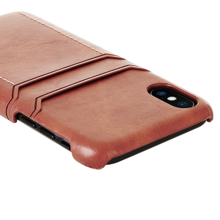 For iPhone X / XS Calf Texture PU + PC Protective Case with Card Slots