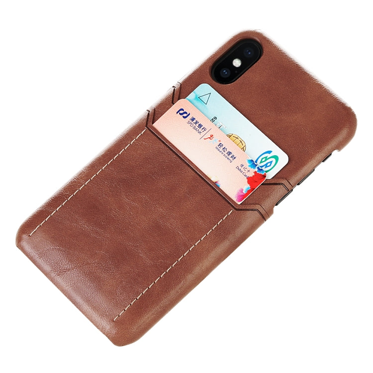 For iPhone X / XS Calf Texture PU + PC Protective Case with Card Slots