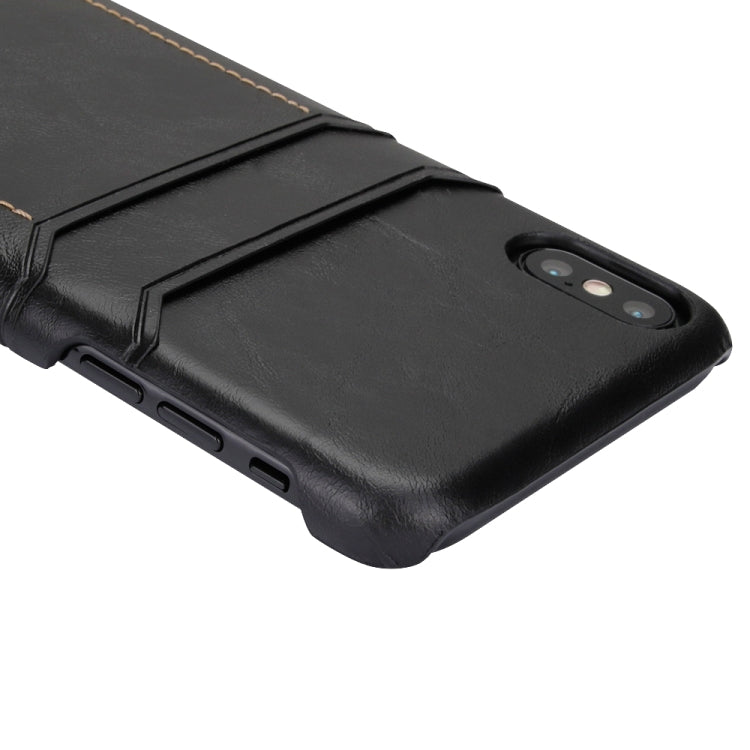 For iPhone XS Max Calf Texture PU + PC Protective Case with Card Slots(Coffee)