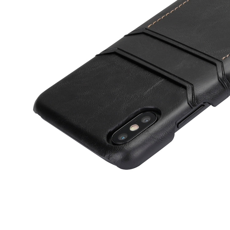 For iPhone XS Max Calf Texture PU + PC Protective Case with Card Slots(Coffee)