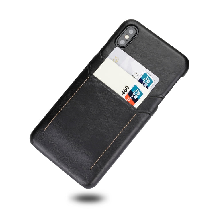 For iPhone XS Max Calf Texture PU + PC Protective Case with Card Slots(Coffee)