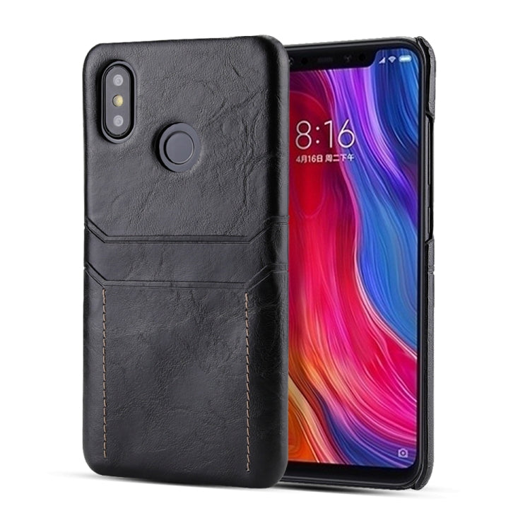 For Xiaomi Mi 8 SE Calf Texture PU + PC Protective Case with Card Slots(Black)