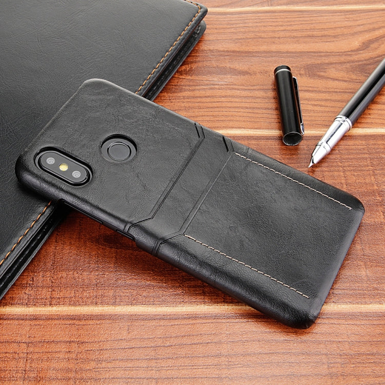 For Xiaomi Mi 8 SE Calf Texture PU + PC Protective Case with Card Slots(Black)