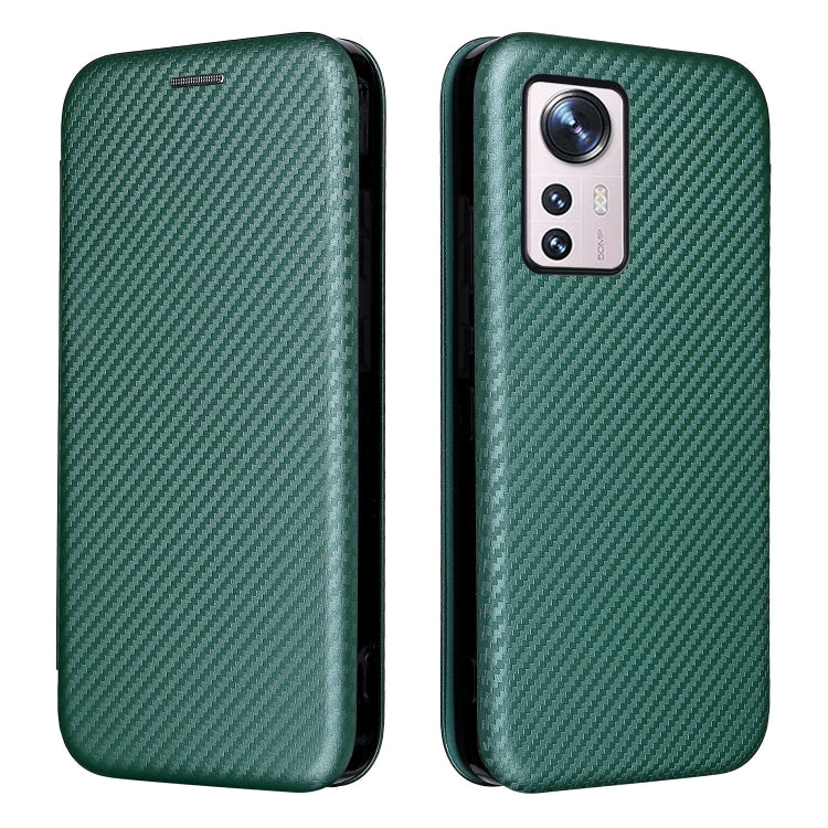 For Xiaomi 12 Pro Carbon Fiber Texture Horizontal Flip PU Phone Case