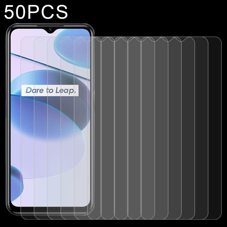 50 PCS 0.26mm 9H 2.5D Tempered Glass Film For OPPO Realme C35 / Narzo 50A Prime