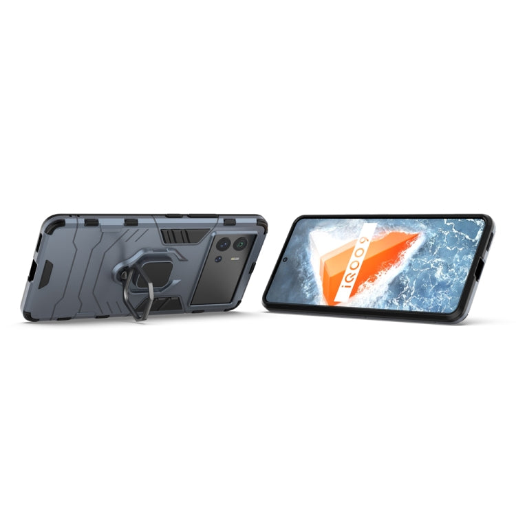 For vivo iQOO 9 5G Shockproof PC + TPU Protective Phone Case with Magnetic Ring Holder