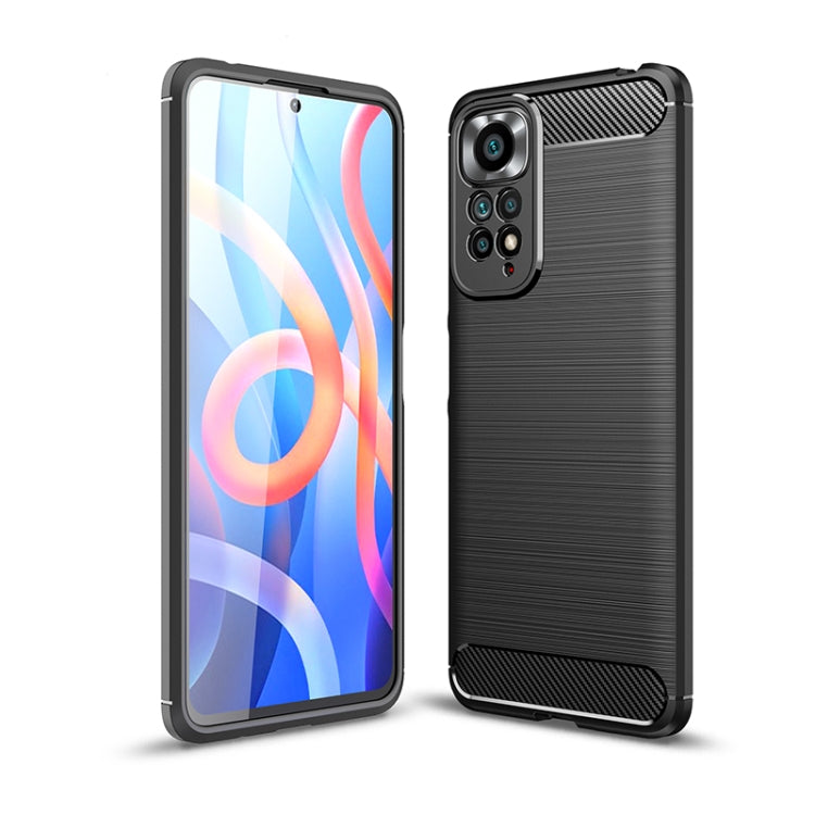 For Xiaomi Redmi Note 11 Overseas Version Brushed Texture Carbon Fiber TPU Phone Case