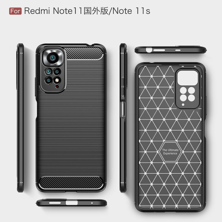 For Xiaomi Redmi Note 11 Overseas Version Brushed Texture Carbon Fiber TPU Phone Case