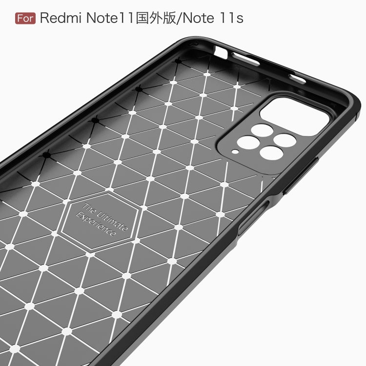 For Xiaomi Redmi Note 11 Overseas Version Brushed Texture Carbon Fiber TPU Phone Case