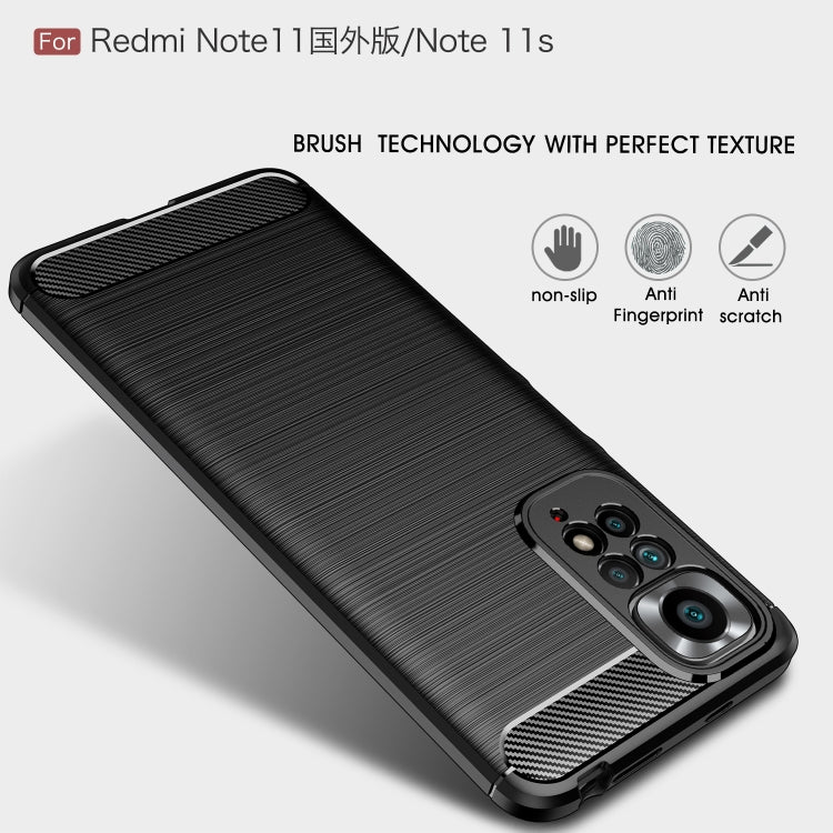 For Xiaomi Redmi Note 11 Overseas Version Brushed Texture Carbon Fiber TPU Phone Case