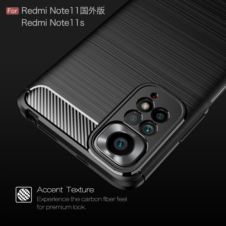 For Xiaomi Redmi Note 11 Overseas Version Brushed Texture Carbon Fiber TPU Phone Case
