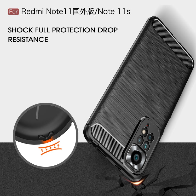 For Xiaomi Redmi Note 11 Overseas Version Brushed Texture Carbon Fiber TPU Phone Case