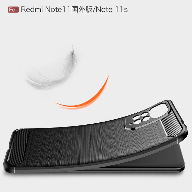 For Xiaomi Redmi Note 11 Overseas Version Brushed Texture Carbon Fiber TPU Phone Case