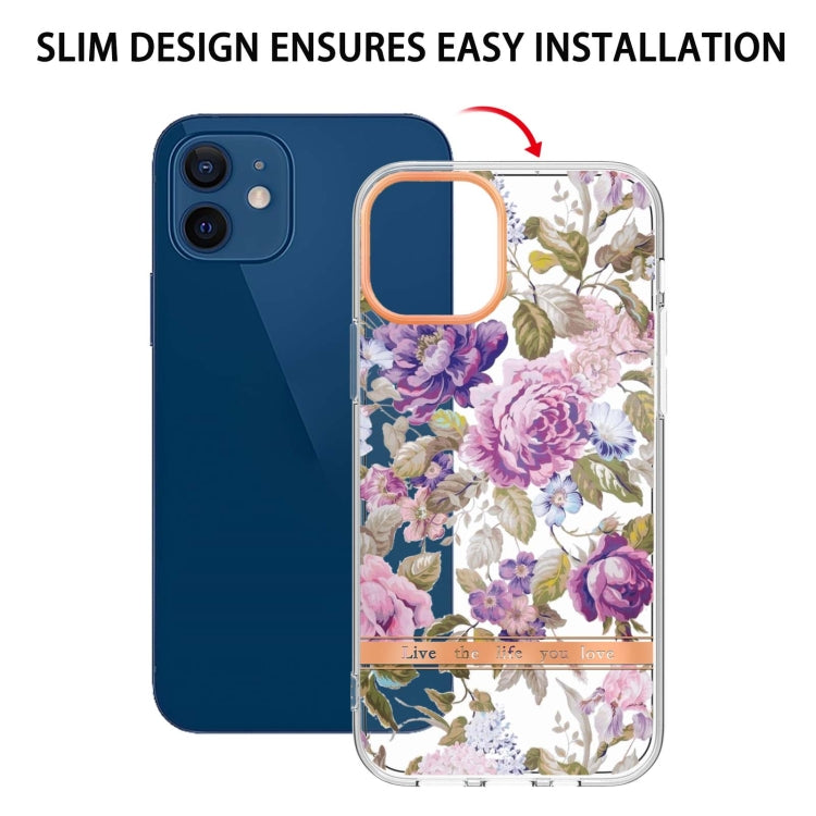 For iPhone 12 / 12 Pro Flowers and Plants Series IMD TPU Phone Case