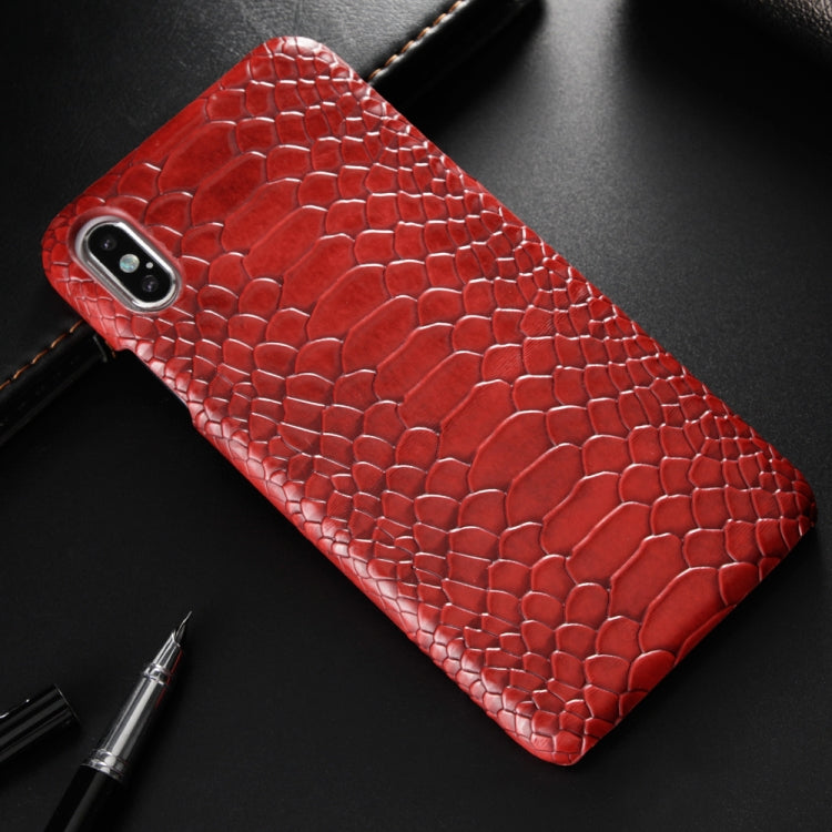 For iPhone XR Snakeskin Texture PC + PU Case