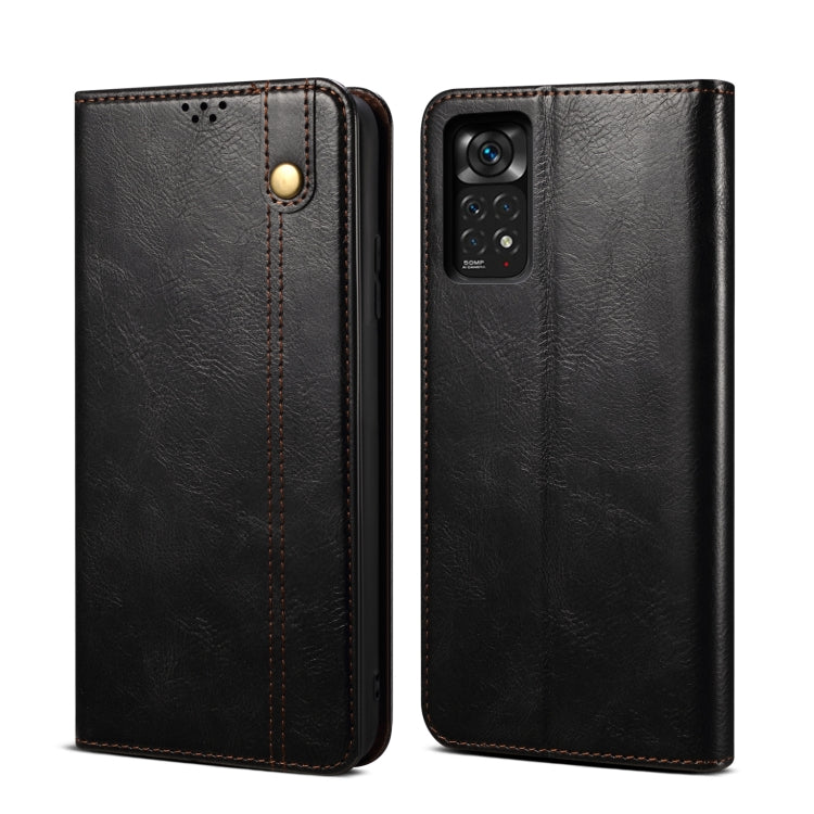 For Xiaomi Redmi Note 11S / Note 11 Foreign Version Oil Wax Crazy Horse Texture Leather Phone Case