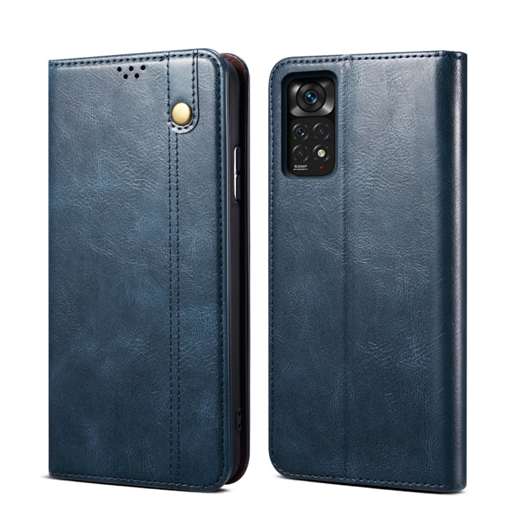 For Xiaomi Redmi Note 11S / Note 11 Foreign Version Oil Wax Crazy Horse Texture Leather Phone Case