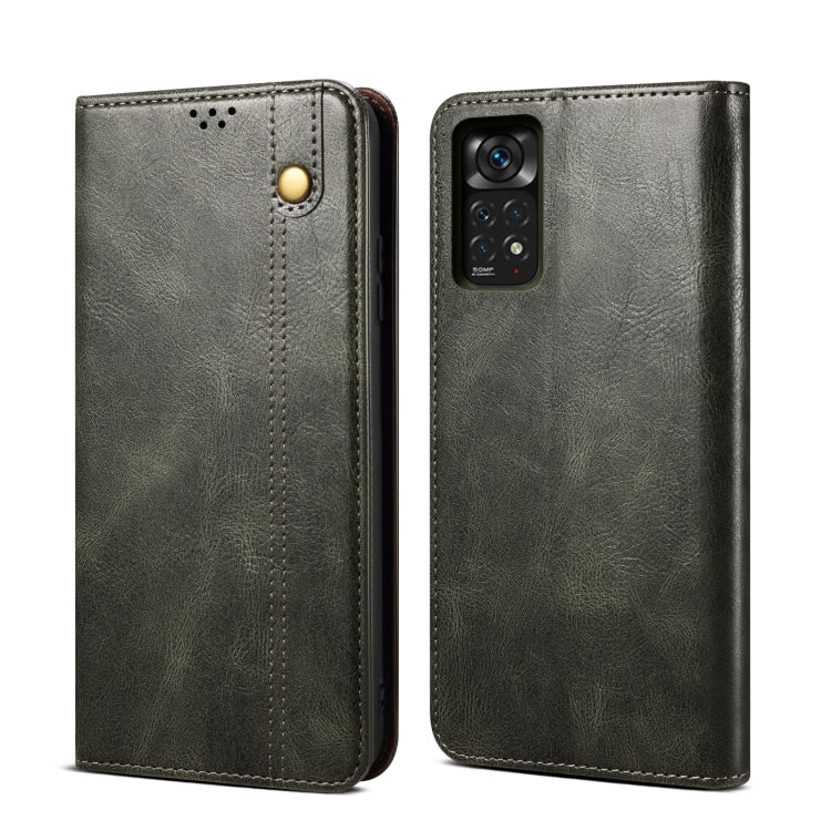For Xiaomi Redmi Note 11S / Note 11 Foreign Version Oil Wax Crazy Horse Texture Leather Phone Case