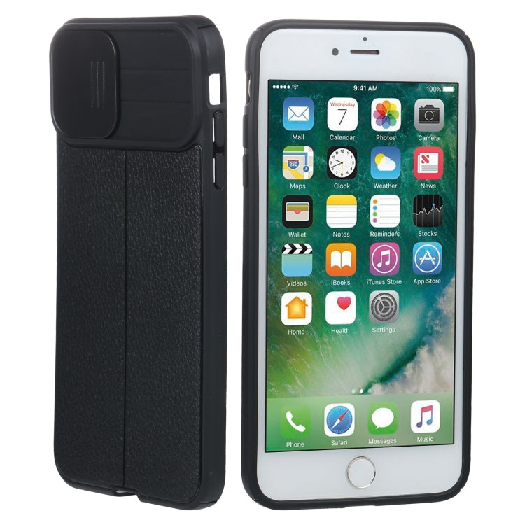 Litchi Texture Sliding Camshield TPU Protective Phone Case For iPhone 8 Plus & 7 Plus