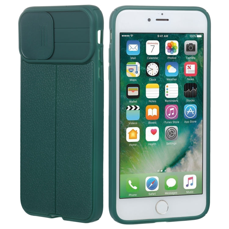 Litchi Texture Sliding Camshield TPU Protective Phone Case For iPhone 8 Plus & 7 Plus