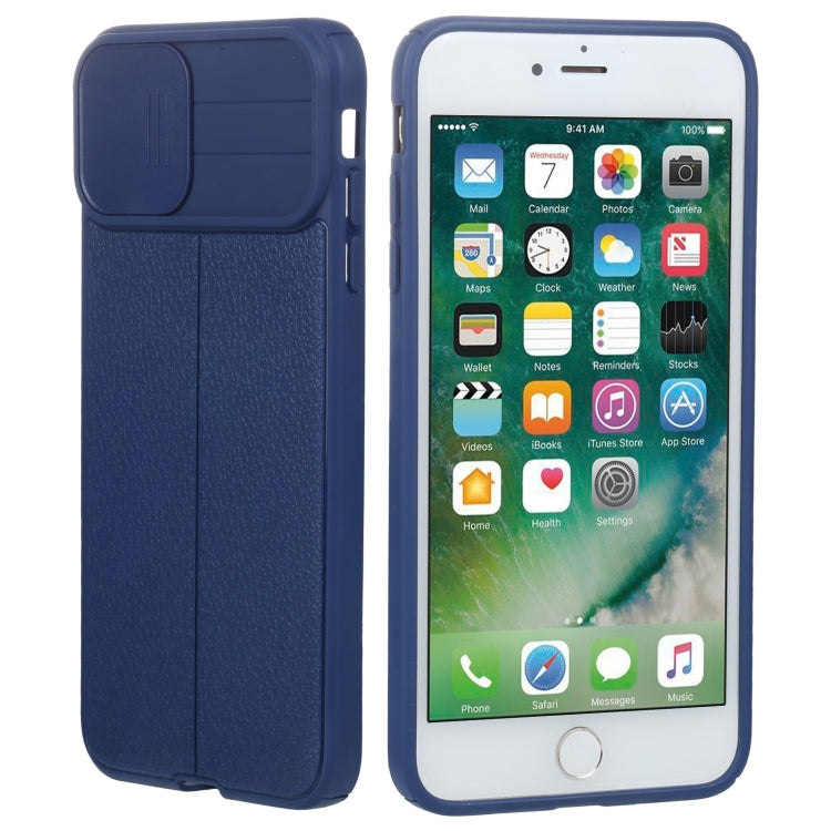 Litchi Texture Sliding Camshield TPU Protective Phone Case For iPhone 8 Plus & 7 Plus