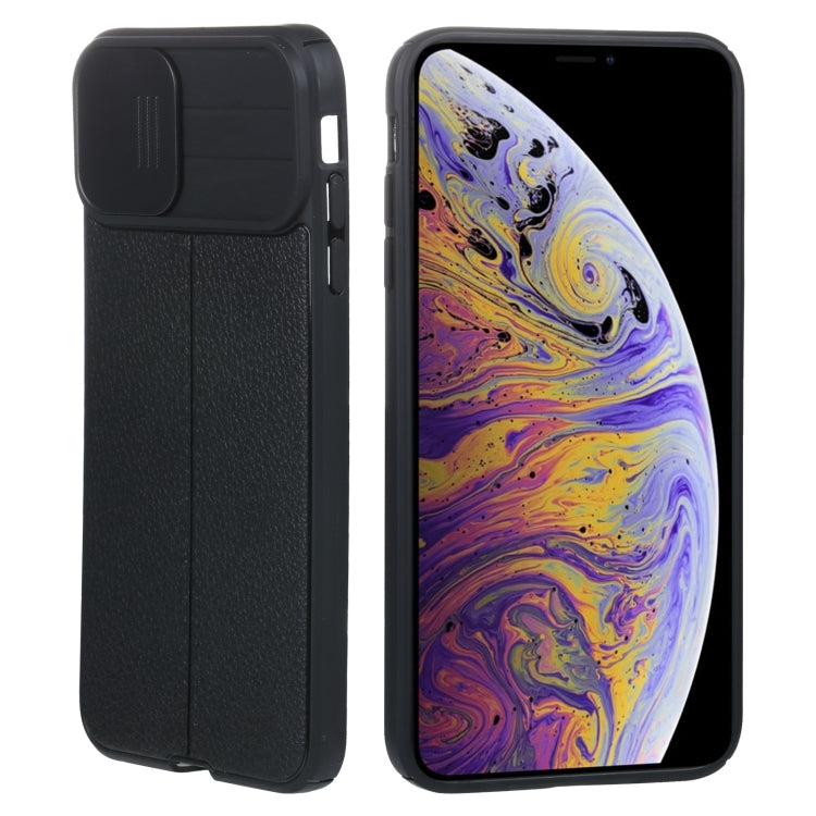 For iPhone XS Max Litchi Texture Sliding Camshield TPU Protective Phone Case