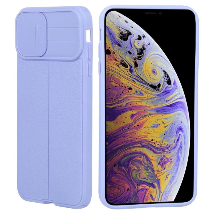 For iPhone XS Max Litchi Texture Sliding Camshield TPU Protective Phone Case