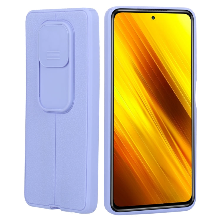 For Xiaomi Poco X3 Litchi Texture Sliding Camshield TPU Protective Phone Case