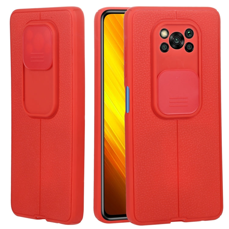 For Xiaomi Poco X3 Litchi Texture Sliding Camshield TPU Protective Phone Case