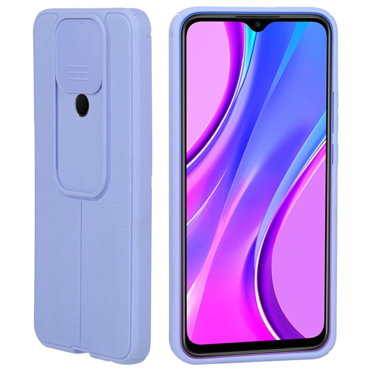 For Xiaomi Redmi 9 Litchi Texture Sliding Camshield TPU Protective Phone Case