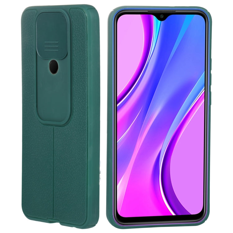 For Xiaomi Redmi 9 Litchi Texture Sliding Camshield TPU Protective Phone Case