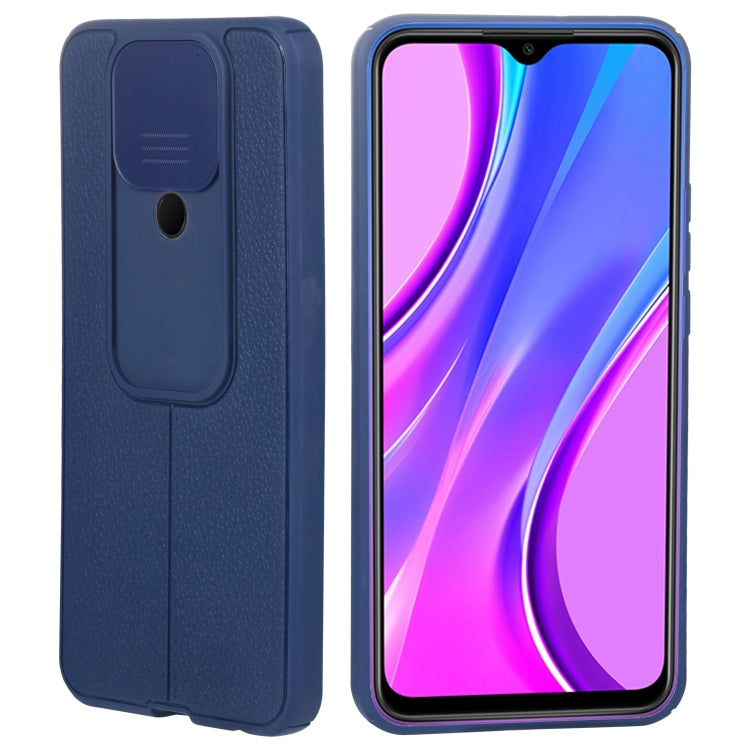 For Xiaomi Redmi 9 Litchi Texture Sliding Camshield TPU Protective Phone Case