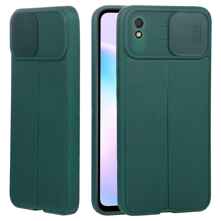 For Xiaomi Redmi 9A Litchi Texture Sliding Camshield TPU Protective Phone Case