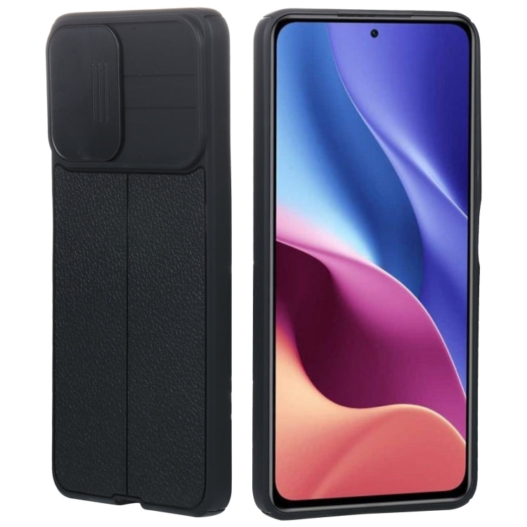 For Xiaomi Redmi K40 Litchi Texture Sliding Camshield TPU Protective Phone Case