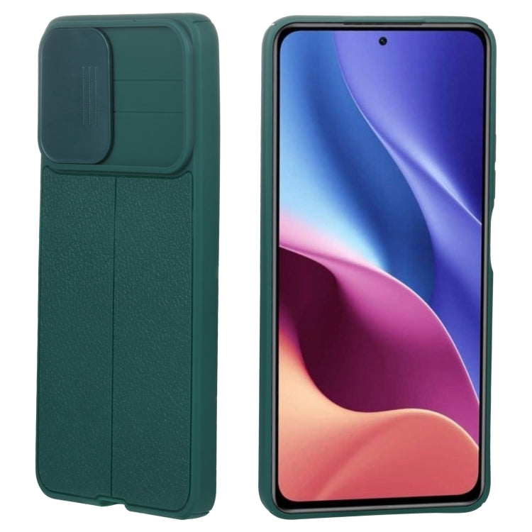 For Xiaomi Redmi K40 Litchi Texture Sliding Camshield TPU Protective Phone Case