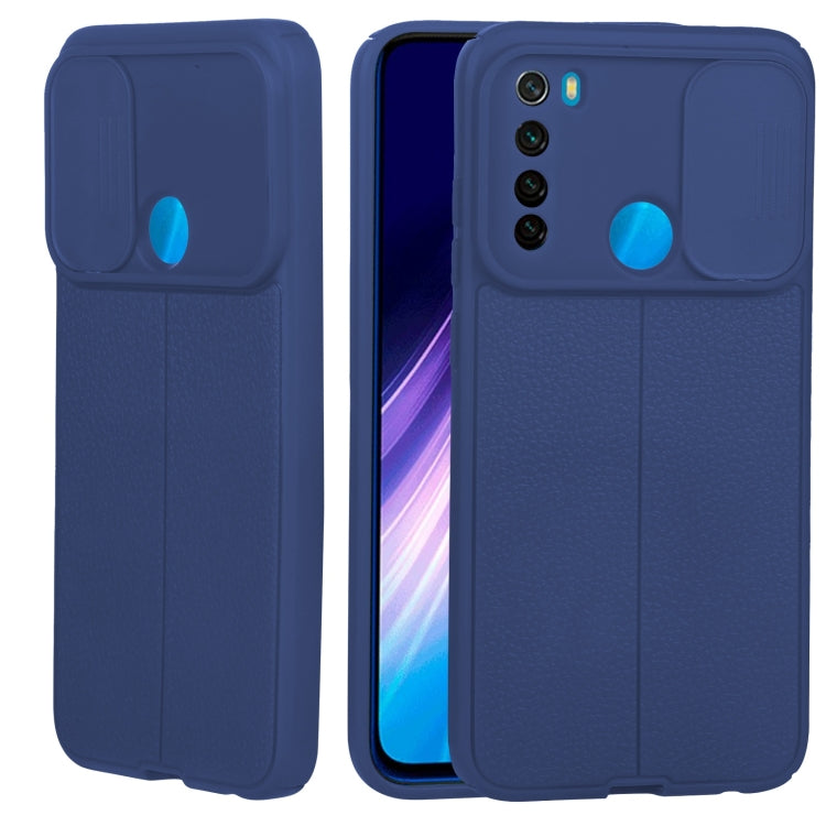 For Xiaomi Redmi Note 8 Litchi Texture Sliding Camshield TPU Protective Phone Case