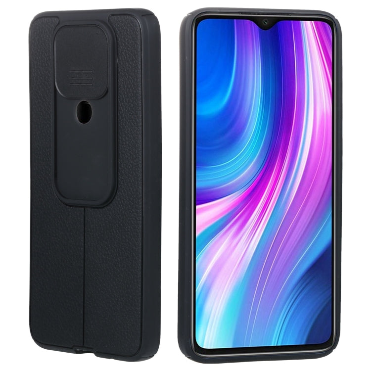 For Xiaomi Redmi Note 8 Pro Litchi Texture Sliding Camshield TPU Protective Phone Case