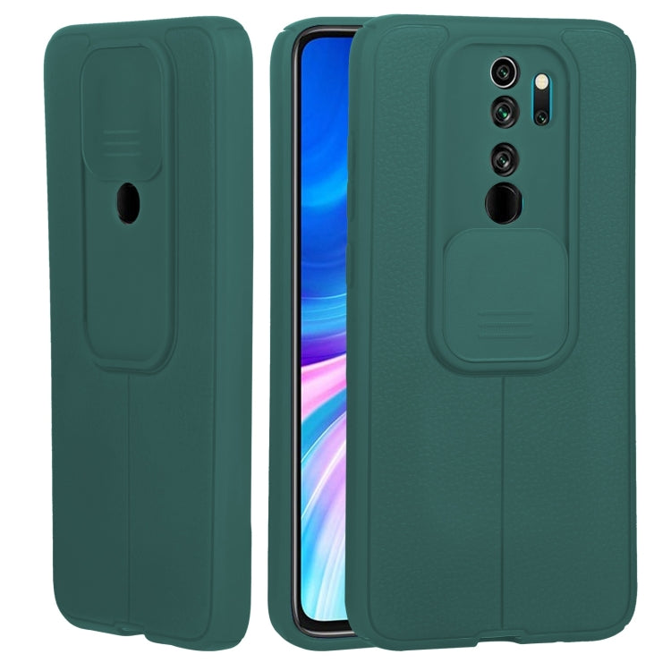 For Xiaomi Redmi Note 8 Pro Litchi Texture Sliding Camshield TPU Protective Phone Case