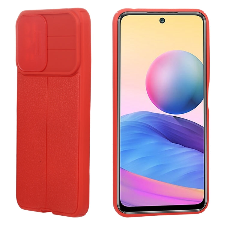For Xiaomi Redmi Note 10 5G Litchi Texture Sliding Camshield TPU Protective Phone Case