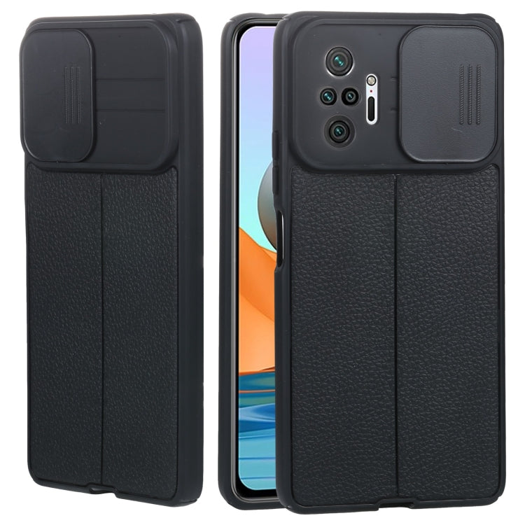For Xiaomi Redmi Note 10 Pro 4G Litchi Texture Sliding Camshield TPU Protective Phone Case