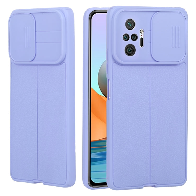 For Xiaomi Redmi Note 10 Pro 4G Litchi Texture Sliding Camshield TPU Protective Phone Case