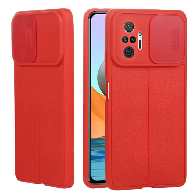 For Xiaomi Redmi Note 10 Pro 4G Litchi Texture Sliding Camshield TPU Protective Phone Case