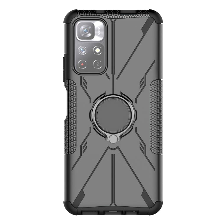 For Xiaomi Redmi Note 11 5G China Version Armor Bear Shockproof PC + TPU Phone Case with Ring Holder