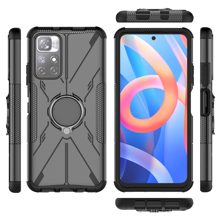 For Xiaomi Redmi Note 11 5G China Version Armor Bear Shockproof PC + TPU Phone Case with Ring Holder