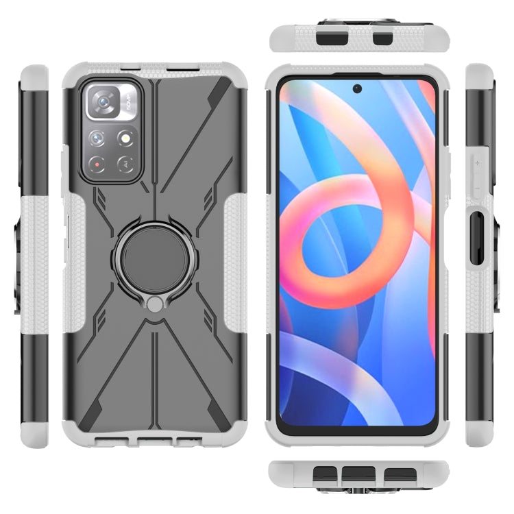 For Xiaomi Redmi Note 11 5G China Version Armor Bear Shockproof PC + TPU Phone Case with Ring Holder