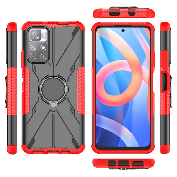For Xiaomi Redmi Note 11 5G China Version Armor Bear Shockproof PC + TPU Phone Case with Ring Holder