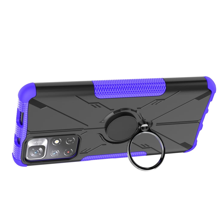 For Xiaomi Redmi Note 11 5G China Version Armor Bear Shockproof PC + TPU Phone Case with Ring Holder